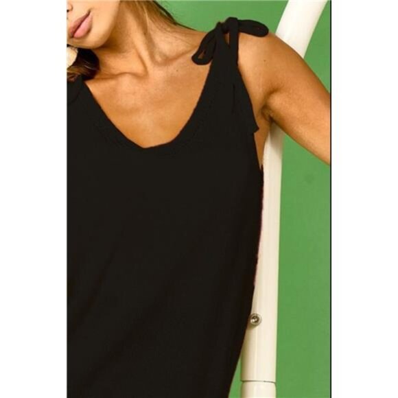 BiBi Tied Shoulder Solid Knit Top - Picture 2 of 3